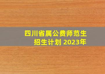 四川省属公费师范生招生计划 2023年